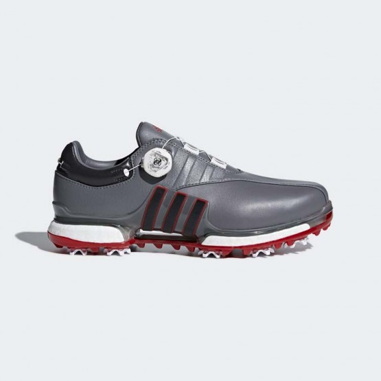 Mens Grey/Scarlet Adidas Tour360 Eqt Boa Golf Shoes 694SREMO