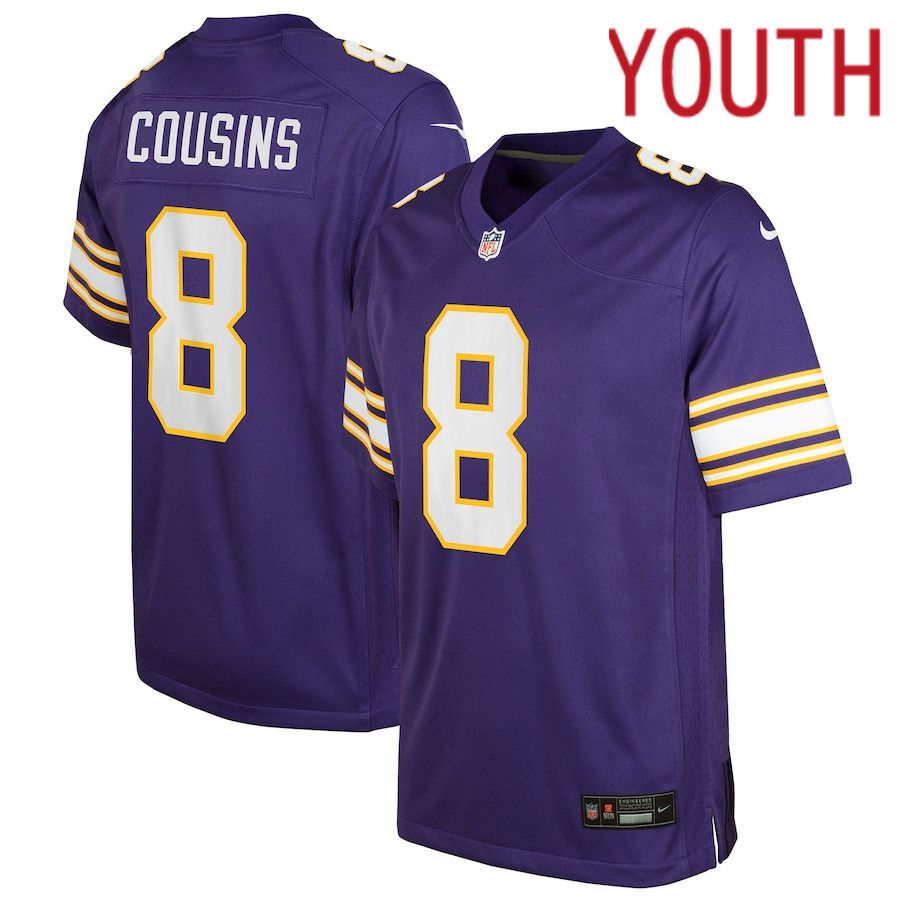 Youth Minnesota Vikings #8 Kirk Cousins Nike Purple Game NFL Jersey ...