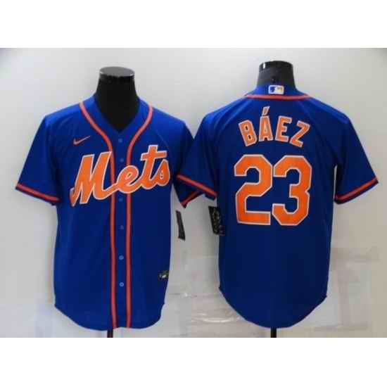 Men's Nike New York Mets #23 Javier B??ez Blue Game Authentic Baseball Jersey