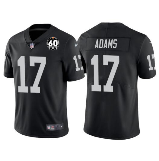 Men's Las Vegas Raiders #17 Davante Adams Black With 60th Anniversary Patch Vapor Limited Stitched Jersey