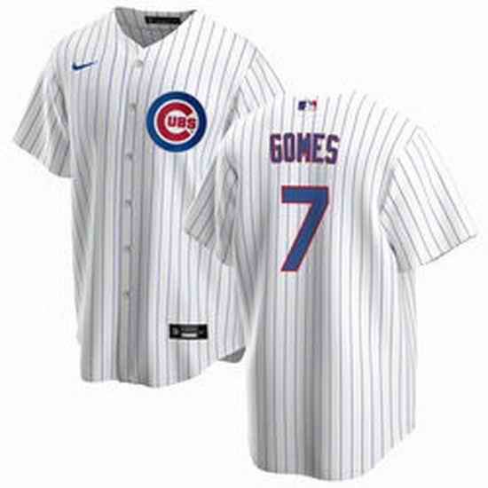 Men Chicago Cubs #7 Yan Gomes White Cool Base Stitched Baseball jersey