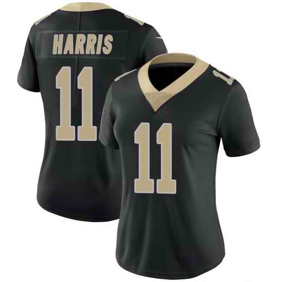 Women New Orleans Saints Deonte Harris #11 Black Vapor Limited Stitched NFL Colo