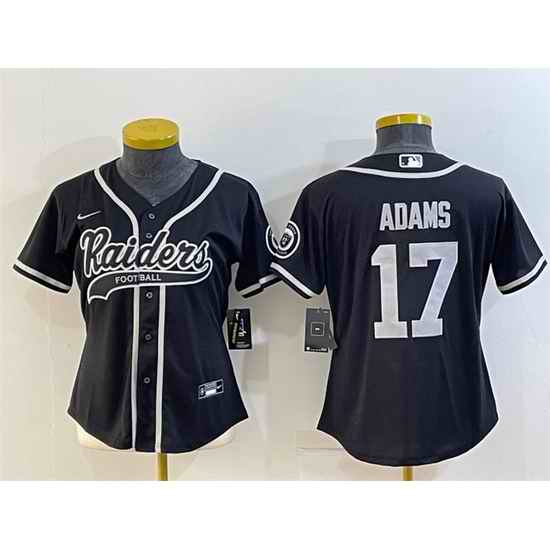 Women Las Vegas Raiders #17 Davante Adams Black With Patch Cool Base Stitched Baseball Jersey