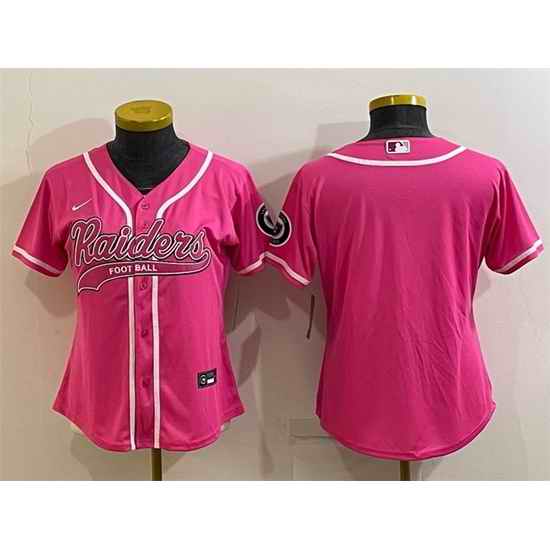 Women Las Vegas Raiders Blank Pink With Patch Cool Base Stitched Baseball Jersey