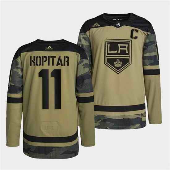 Men Los Angeles Kings #11 Anze Kopitar 2022 Camo Military Appreciation Night Stitched jersey