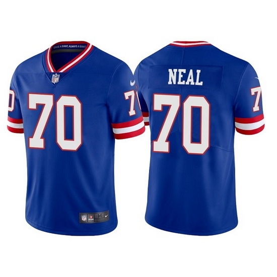 Men New York Giants #70 Evan Neal Royal Classic Retired Player Stitched Game Jersey