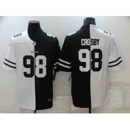 Men Las Vegas Raiders #98 Maxx Crosby Black White Split Limited Stitched Jersey