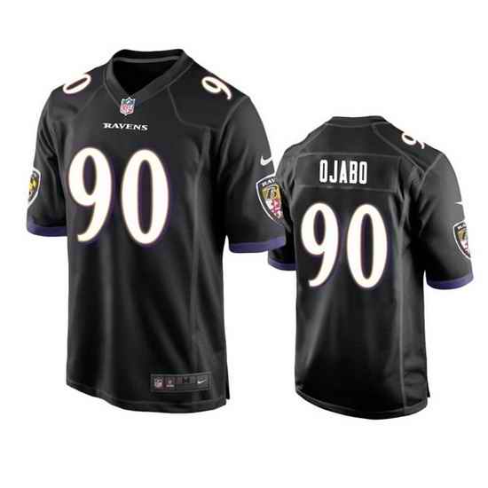 Men Baltimore Ravens #90 David Ojabo Black Stitched Game Jersey