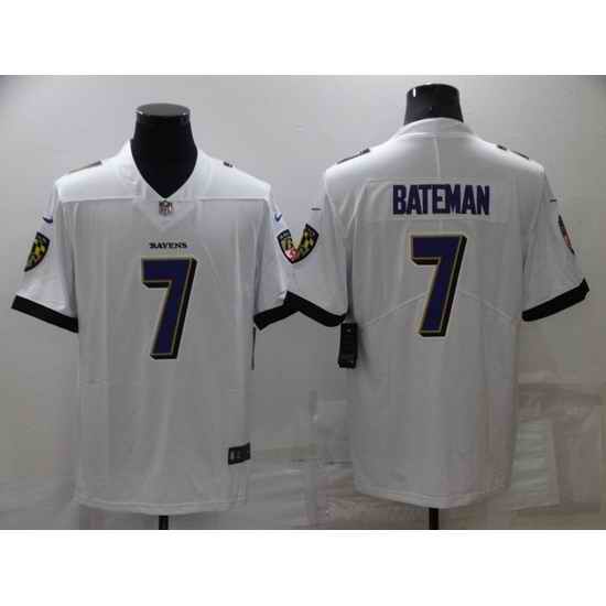 Men Baltimore Ravens #7 Rashod Bateman White Vapor Untouchable Limited Stitched jersey