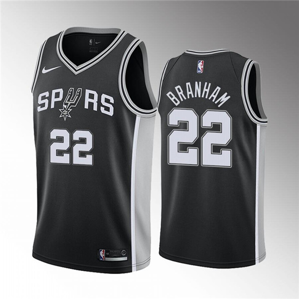 Men' San Antonio Spurs #22 Malaki Branham Black Association Edition Stitched Jersey