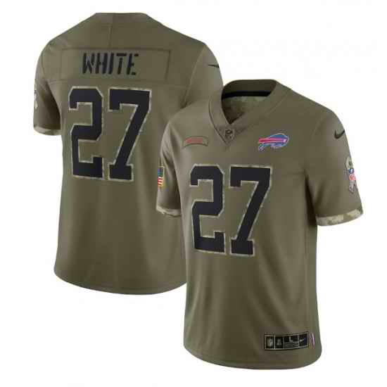 Men Buffalo Bills #27 Tre Davious White Olive 2022 Salute To Service Limited Stitched Jersey