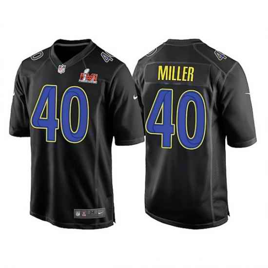 Men Los Angeles Rams #40 Von Miller 2022 Black Super Bowl LVI Game Stitched Jersey