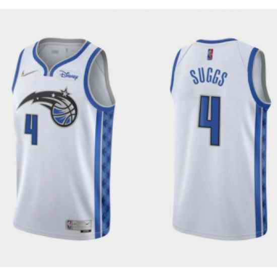 Men Orlando Magic #4 Jalen Suggs White Earned Edition Stitched Swingman Jersey