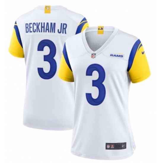 Women's White Los Angeles Rams #3 Odell Beckham Jr. Vapor Untouchable Limited Stitched White Jersey