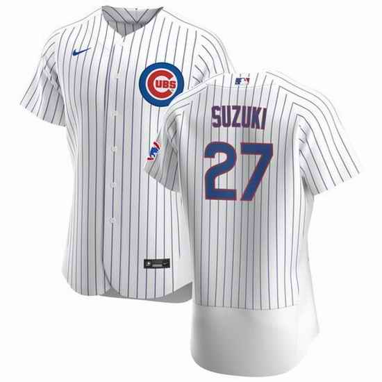 Men Chicago Cubs #27 Seiya Suzuki White Flex Base Stitched jersey