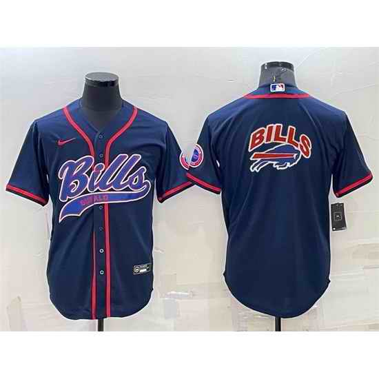 Men Buffalo Bills Navy Team Big Logo With Patch Cool Base Stitched Baseb