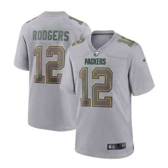 Men Green Bay Packers #12 Aaron Rodgers Gray Atmosphere Fashion Stitched Game Jersey