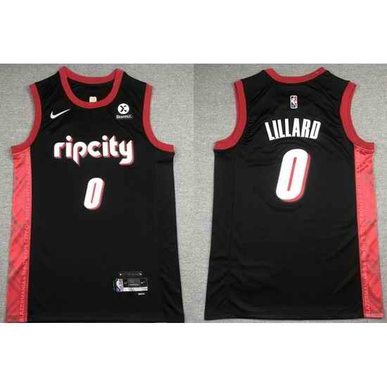 Men Portland Trail Blazers #0 Damian Lillard 75TH Anniversary 2021 2022 City Edition Player Jersey