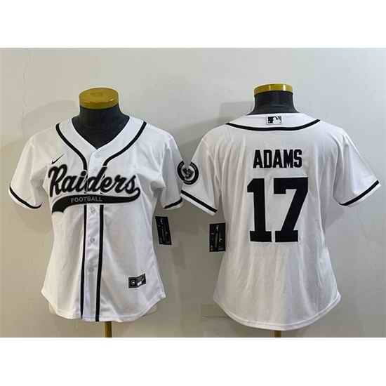 Women Las Vegas Raiders #17 Davante Adams White With Patch Cool Base Stitched Baseball Jersey