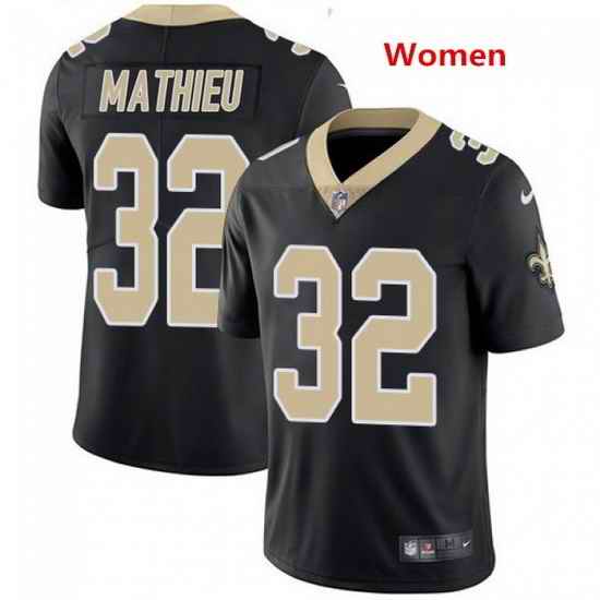 Women New Orleans Saints #32 Tyrann Mathieu Black Jerse