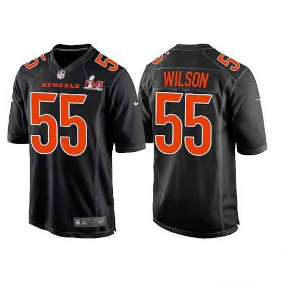 Men Cincinnati Bengals #55 Logan Wilson 2022 Black Super Bowl LVI Game Stitched Jersey