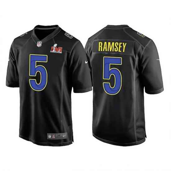 Men Los Angeles Rams #5 Jalen Ramsey 2022 Black Super Bowl LVI Game Stitched Jersey