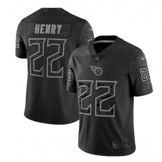 Men Tennessee Titans #22 Derrick Henry Black Reflective Limited Stitched Football Jersey