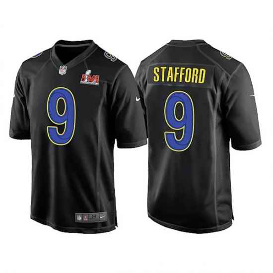 Men Los Angeles Rams #9 Matthew Stafford 2022 Black Super Bowl LVI Game Stitched Jersey