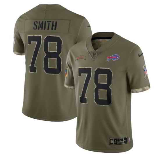 Men Buffalo Bills #78 Bruce Smith Olive 2022 Salute To Service Limited Stitched Jersey