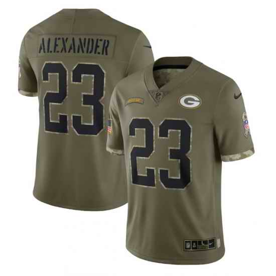 Men Green Bay Packers #23 Jaire Alexander Olive 2022 Salute To Service Limited Stitched Jersey