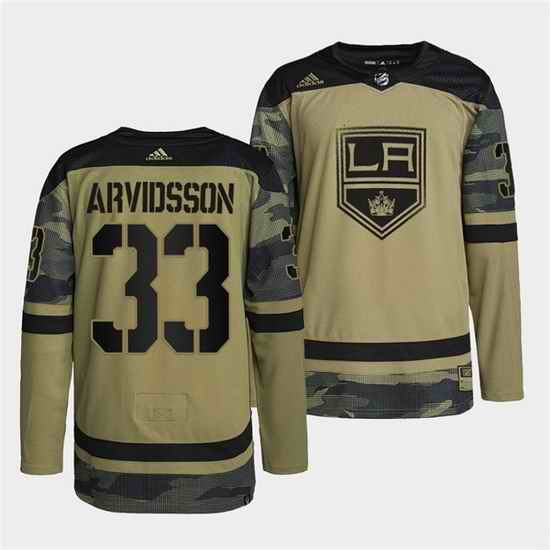 Men Los Angeles Kings #33 Viktor Arvidsson 2022 Camo Military Appreciation Night Stitched jersey