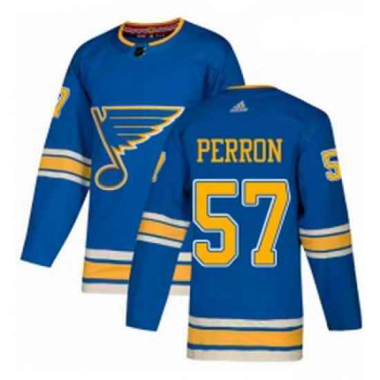 Youth Adidas St Louis Blues #57 David Perron Authentic Navy Blue Alternate NHL Jersey