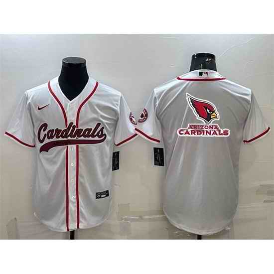 Men Arizona Cardinals White Team Big Logo With Patch Cool Base Stitched Baseball Jersey