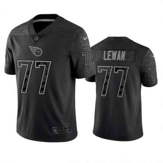 Men Tennessee Titans #77 Taylor Lewan Black Reflective Limited Stitched Football Jersey