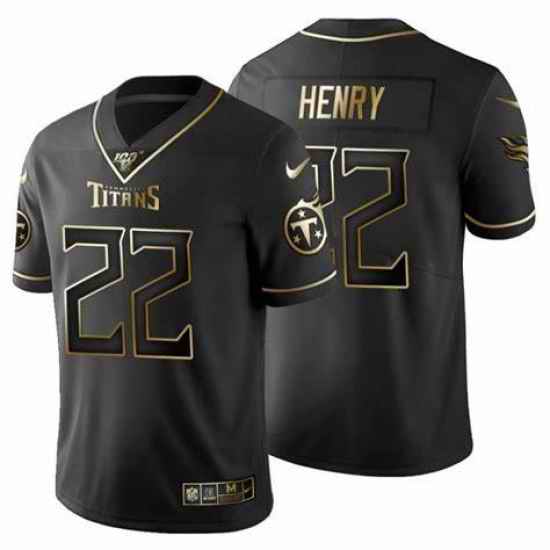 Mens Nike Tennessee Titans #22 Derrick Henry Black Gold Limited Player NFL Jersey