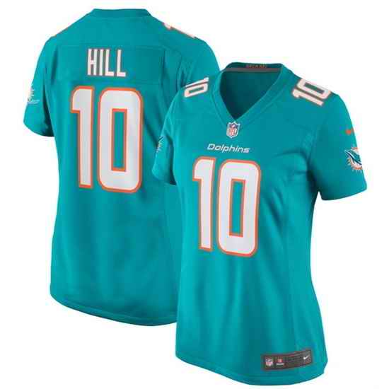 Women Miami Dolphins #10 Tyreek Hill Aqua Vapor Untouchable Stitched Jersey