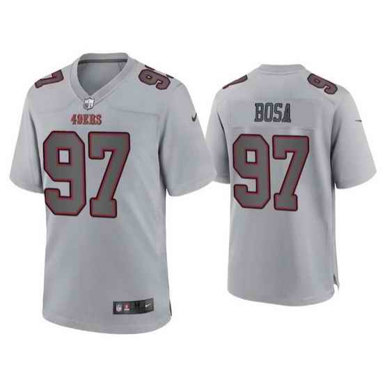 Men San Francisco 49ers #97 Nick Bosa Grey Atmosphere Fashion Stitched Game Jersey