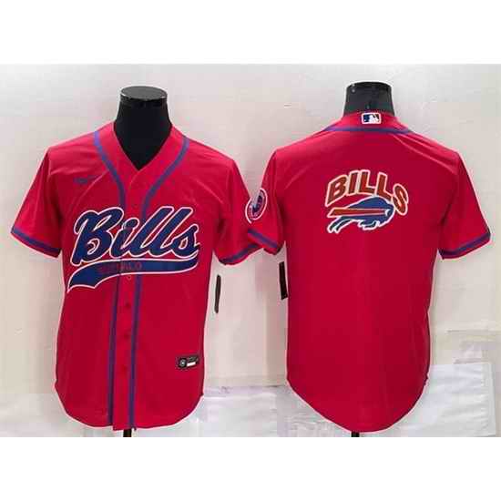 Men Buffalo Bills Red Team Big Logo With Patch Cool Base Stitched Baseb