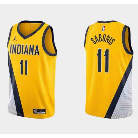 Men Indiana Pacers #11 Domantas Sabonis Yellow Stitched Jersey