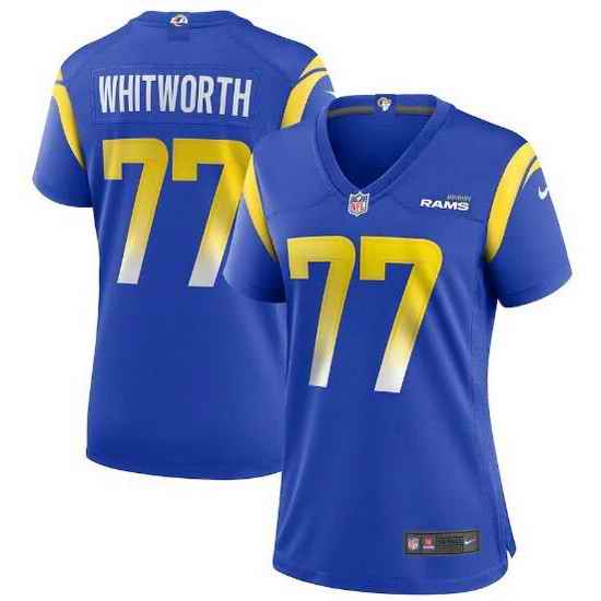 Women Nike Los Angeles Rams #77 Andrew Whitworth Blue Vapor Untouchable Limited Jersey