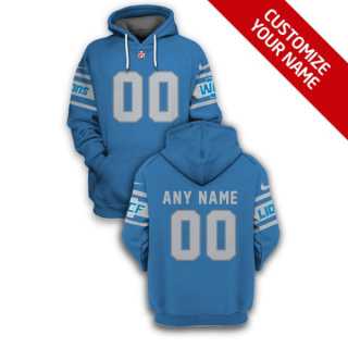 Mens Detroit Lions Active Player Blue Custom 2021 Pullover Hoodie