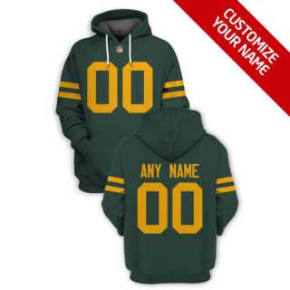 Mens Green Bay Packers Active Player Custom Green Pullover Hoodie