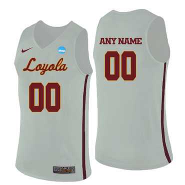 Mens Loyola (Chi) Ramblers White Customized College Basketball Jersey