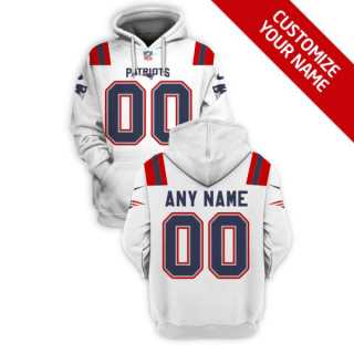 Mens New England Patriots Active Player White Custom 2021 Pullover Hoodie