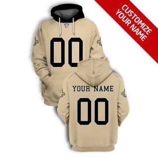 Mens New Orleans Saints Active Player Gold Custom 2021 Pullover Hoodie