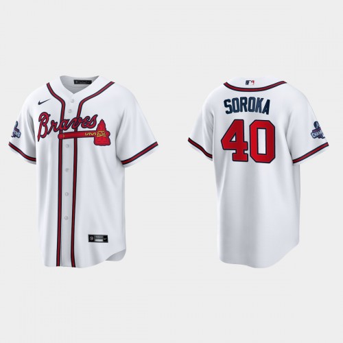 Atlanta Atlanta Braves #40 Mike Soroka Men’s Nike 2021 World Series Champions Patch MLB Game Jersey – White Men’s