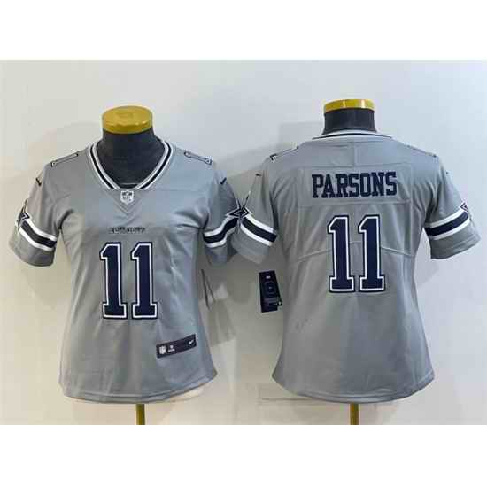 Women Dallas Cowboys #11 Micah Parsons Gray Stitched Jersey