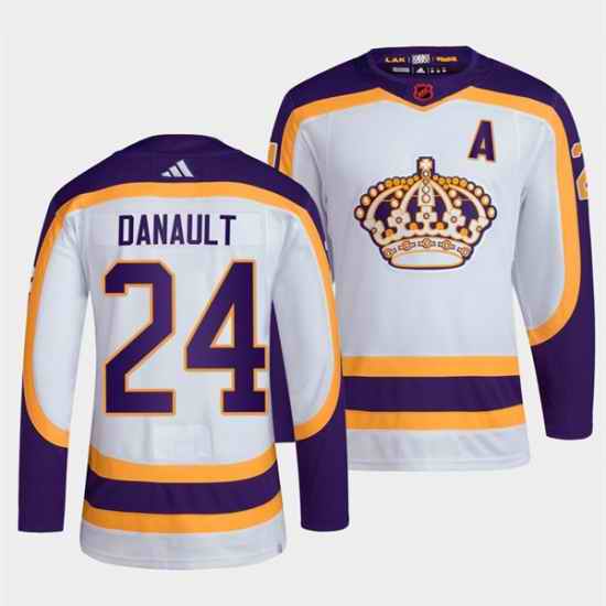 Men Los Angeles Kings #24 Phillip Danault White 2022 Reverse Retro Stitched Jersey