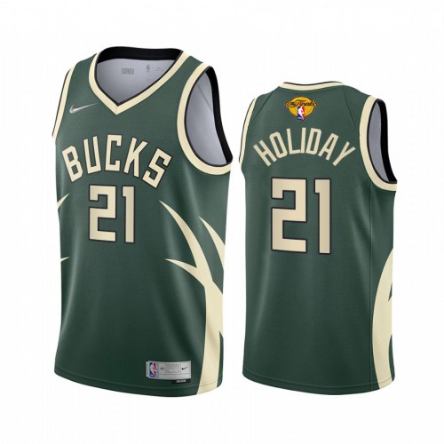 Milwaukee Milwaukee Bucks #21 Jrue Holiday Men’s 2021 NBA Finals Bound Swingman Earned Edition Jersey Green Youth