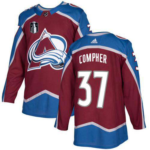 Adidas Colorado Avalanche #37 J.T. Compher Burgundy Youth 2022 Stanley Cup Final Patch Home Authentic Stitched NHL Jersey Youth